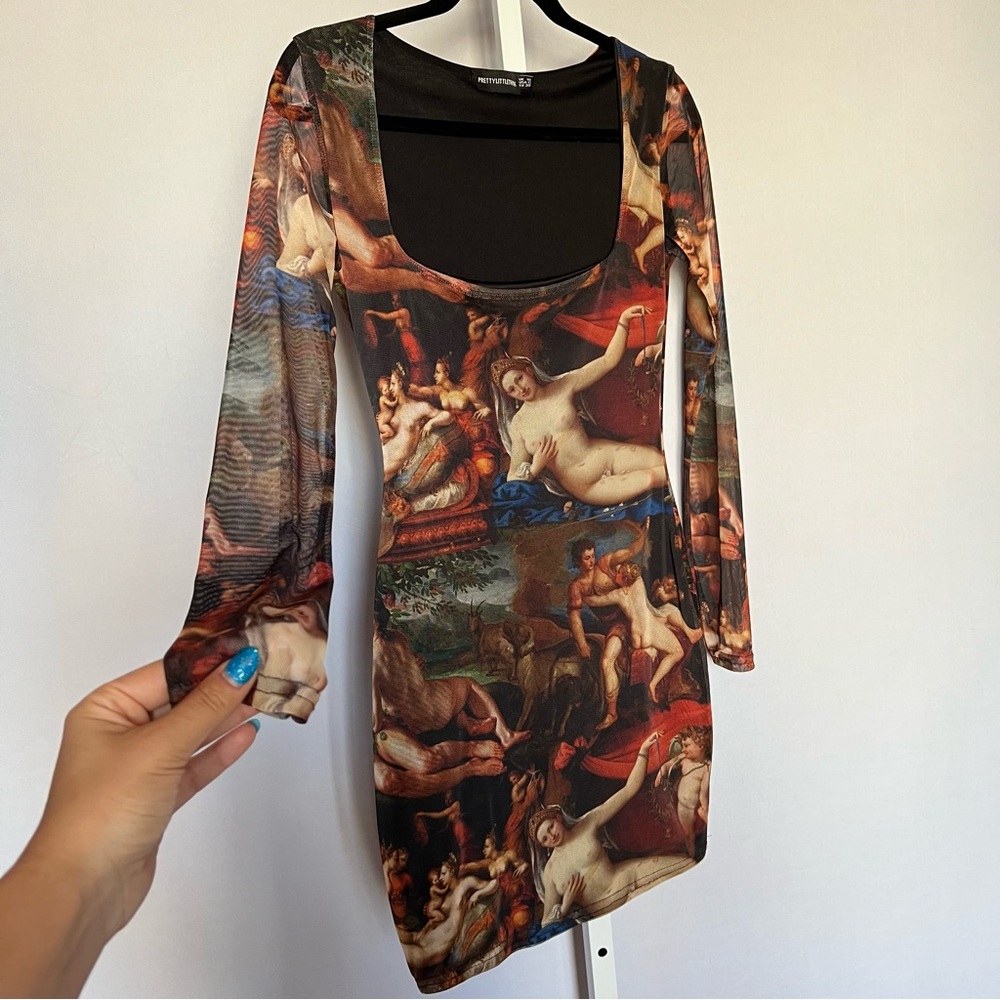 PrettyLittleThing Artistic Print Mini Dress